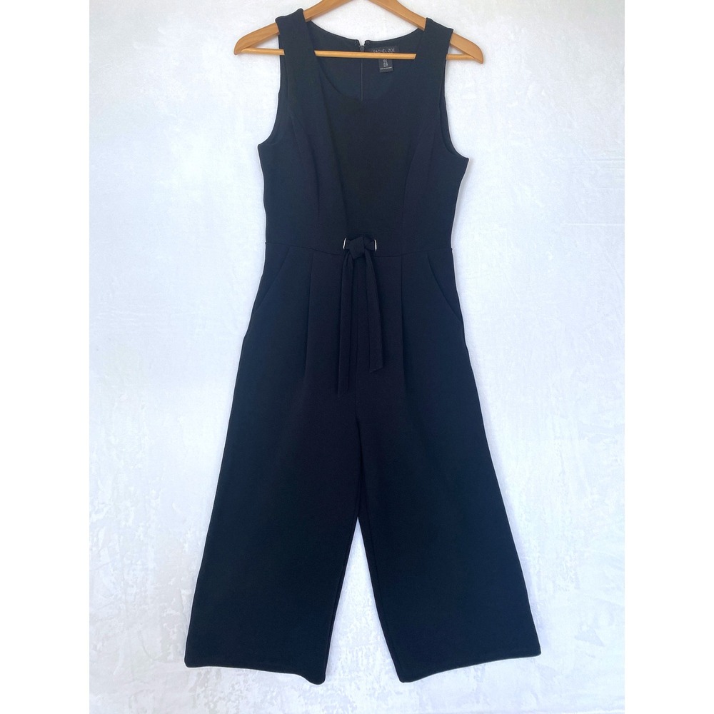 Rachel Zoe Black Sleeveless Wide Leg Crop Jumpsuit Wide Leg Culotte Womens Sz 6